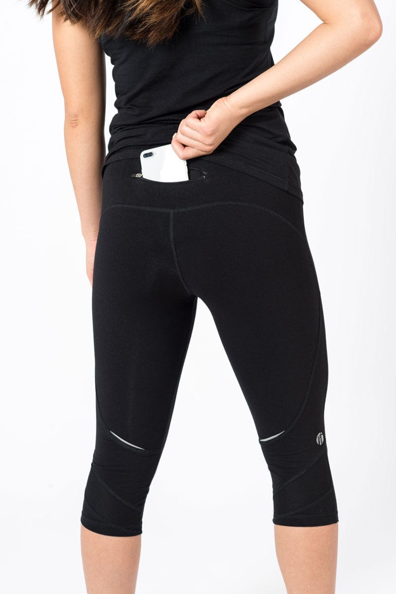 Black Performance Crop with Dragonfruit Accents